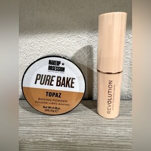 2 Piece Bundle.M.O Baking Powder TOPAZ & MR Fast Base Stick Foundation F17